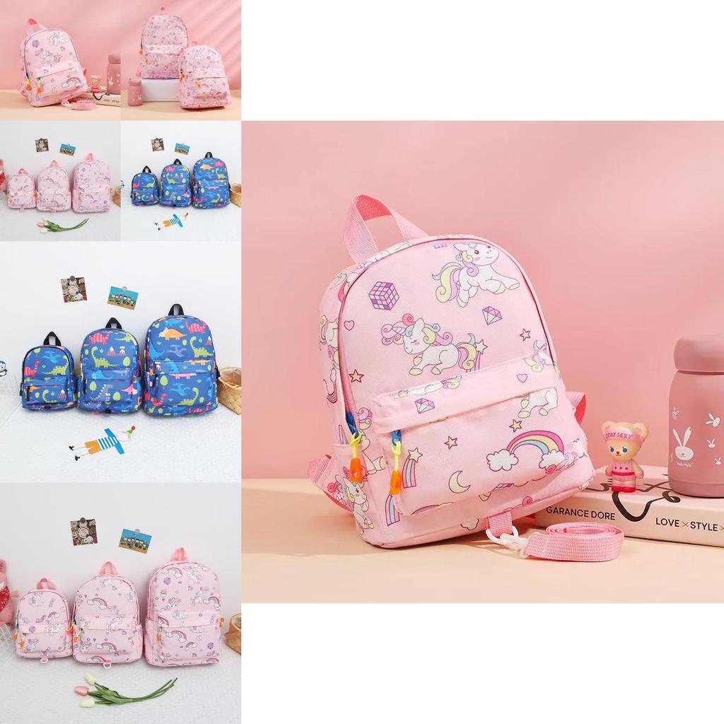 Cross-border Canvas Backpack With Cartoon Print Unicorn Design For Kindergarten Students