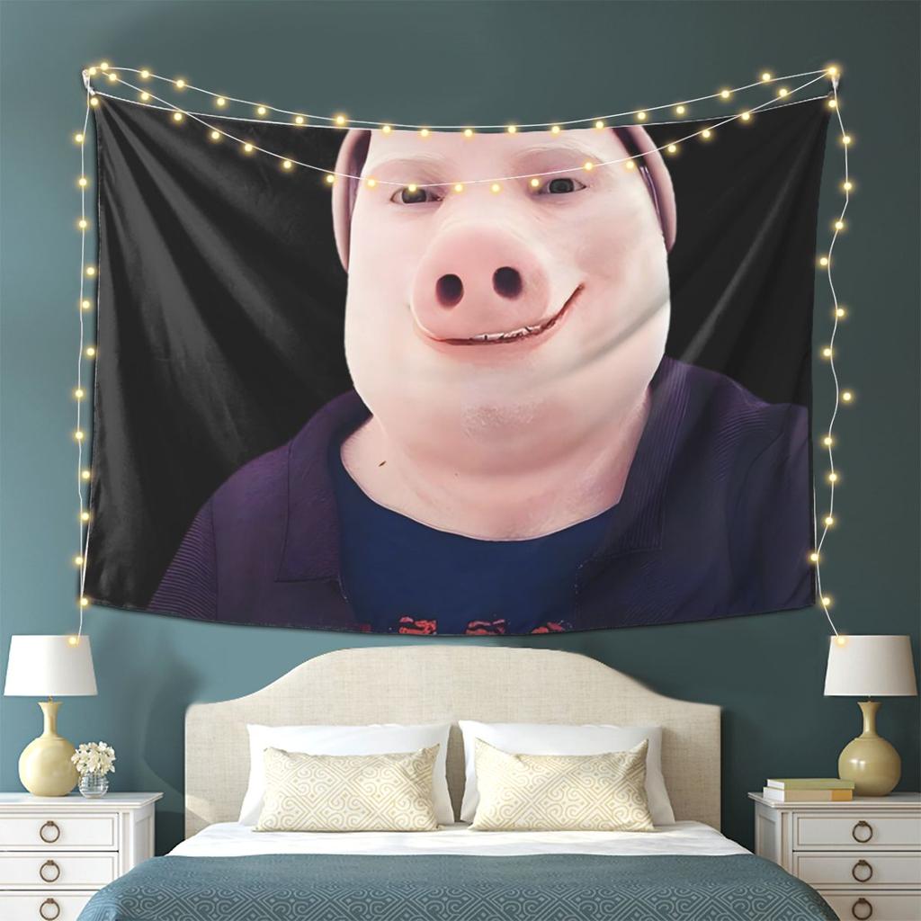 John Pork Smiling Tapestry Wall Hanging Aesthetic Home Decoration Tapestries for Living Room Bedroom