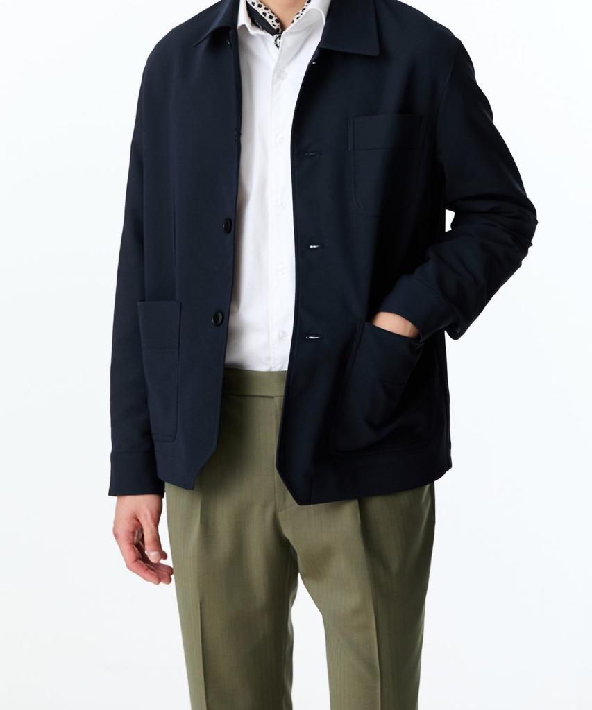 Man On The Boon Patch Pocket Shirt-Style Blouson Jacket_Navy 4714109004