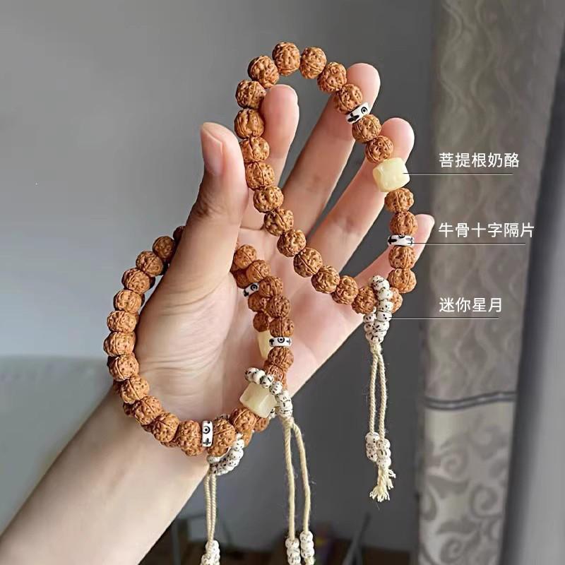 Authentic Indonesian King Kong Bodhi Bracelet Men Hand-Carved Beaded Jewelry