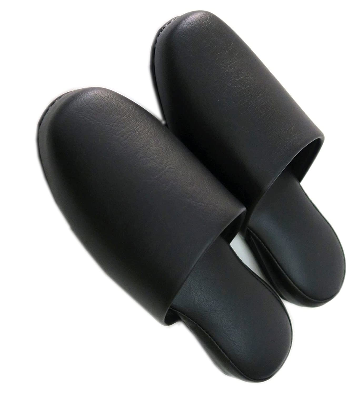 

TOKYO SLIPPER Антибактериальный Винил Черный Антибактериальный Для Делового Использования и Гостей Тапочки с Видом Кожи, (Ограниченный выпуск) [Упаковка 10 шт.] [Толстая подошва, чёрный