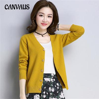 Maglieria da donna primaverile e autunnale, maglione cardigan monopetto in maglia con scollo a V tinta unita