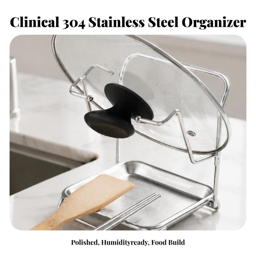 Pot Lid Rack with Drain Tray Countertop Pot-Lid Board Holder Vertical