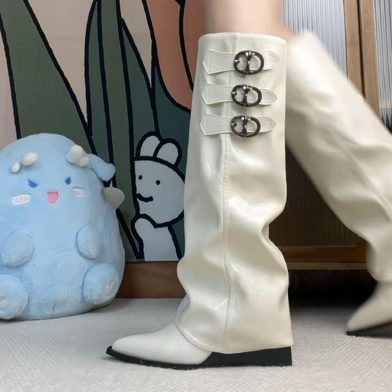 Kniehohe Damenstiefel mit spitzer Zehenpartie Damenschuhe Mode Winter Wildleder Chelsea Boots 2025 Designer Neu Kleid Mujer De Botas