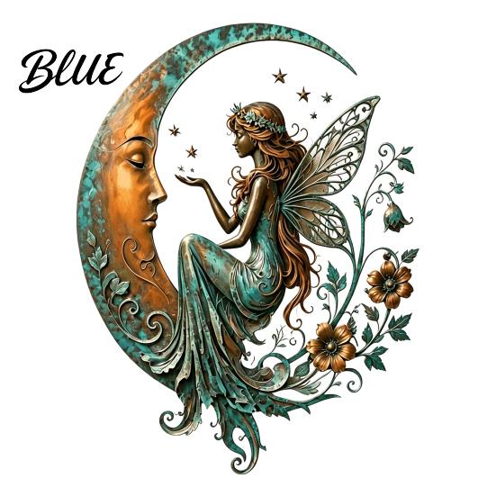 Nature Inspired Living Room Decor Vintage Crescent Moon Wall Art Fairy Witch Bee Dragonfly Iron Hanging Style Porch Art Decor Metal Sculpture