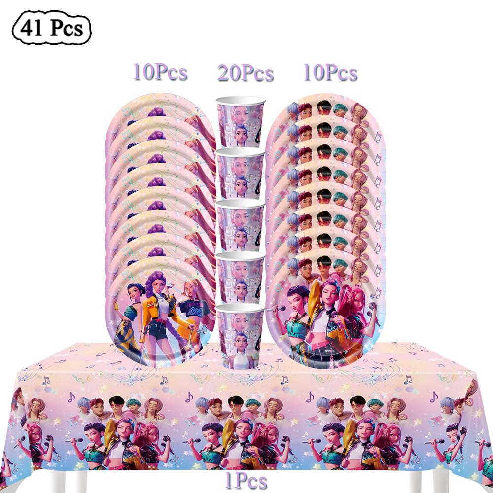 

Мисливці на демонів Декор для вечірки з нагоди дня народження Посуд Банер Прикраси Топер для торта Повітряна куля Дівчинка Дитина Корейський Kpop Аніме Набір для вечірки