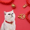 Chinese Style Red Rope Braided Cat Collar Adjustable Fortune Bell Cat Collar  For Cats Puppy
