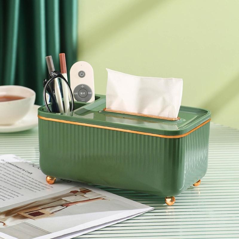 Organizer na biurko Pudełko na chusteczki Uchwyt na ołówki i długopisy Wielofunkcyjne pudełko do przechowywania na biurko Pojemnik Prostokątny dozownik chusteczek