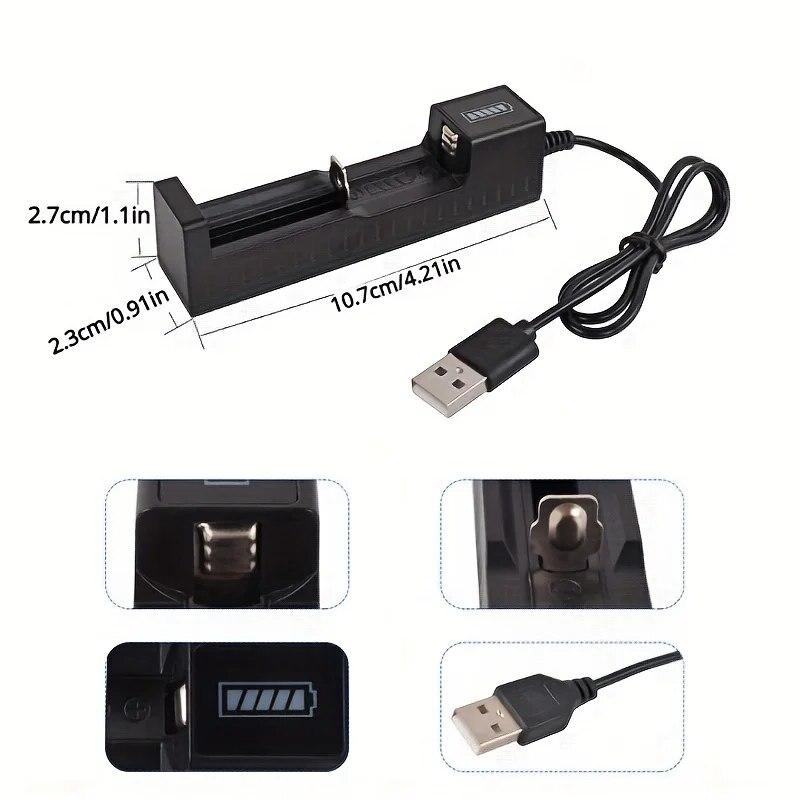 Universal 18650 Lithium Battery Charger 1/2 Slots Rechargeable Battery Charging Adapter for Flashlight Laser Devices Home Use