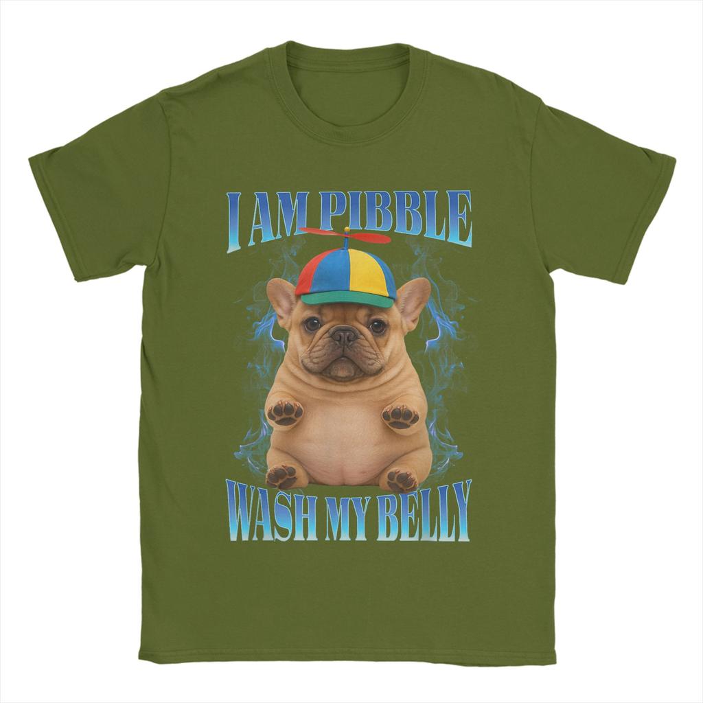 I Am Pibble Wash My Belly Pibble Meme T Shirt Men Pure Cotton Amazing T-Shirt O Neck Funny Dog Brainrot Tees merchandise Classic