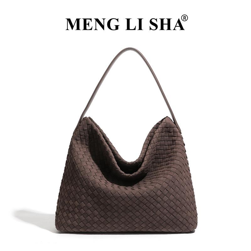 

Vintage premium matte hand-woven bag Crossbody tote bag Commuter large capacity shoulder vegetable basket bag кофейный
