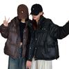 PU leather down cotton jacket women's 2025 autumn/winter short loose slimming thickened bread jacket cotton jacket