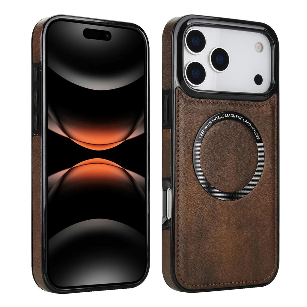 Leather Magnetic Smartphone Phone Case for Iphone 17 Pro Max 16 Pro Advanced Sense Retro PU Leather Phone Back Cover Shell