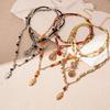 Multi-Layer Irregular Leaf Pendant Necklaces Vintage Colorful Beads Collarbone Chain Jewelry for Women
