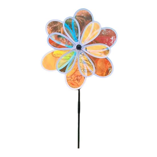 Colorful Windmill Ornaments for Garden and Yard, Decorative Double Layer Pinwheel Spinner for Kids, Outdoor Reflective Pinwheels for Patio Lawn