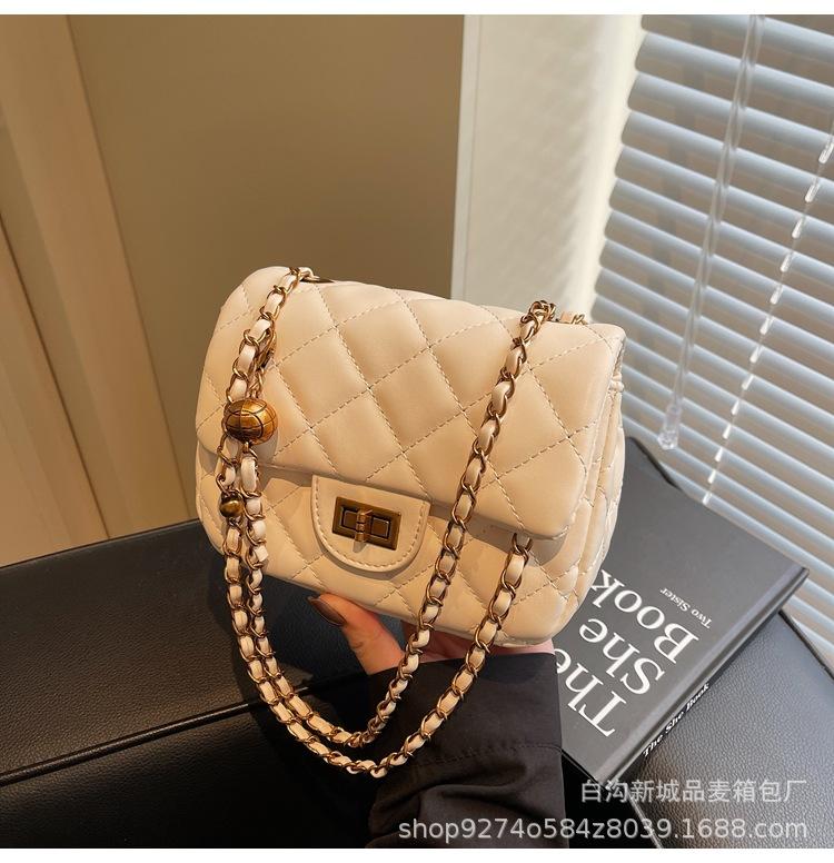 High-end Fashion Bag Women's 2025 New Diamond Chain Small Square Bag Korean Version Popular Simple and Versatile Shoulder Bag