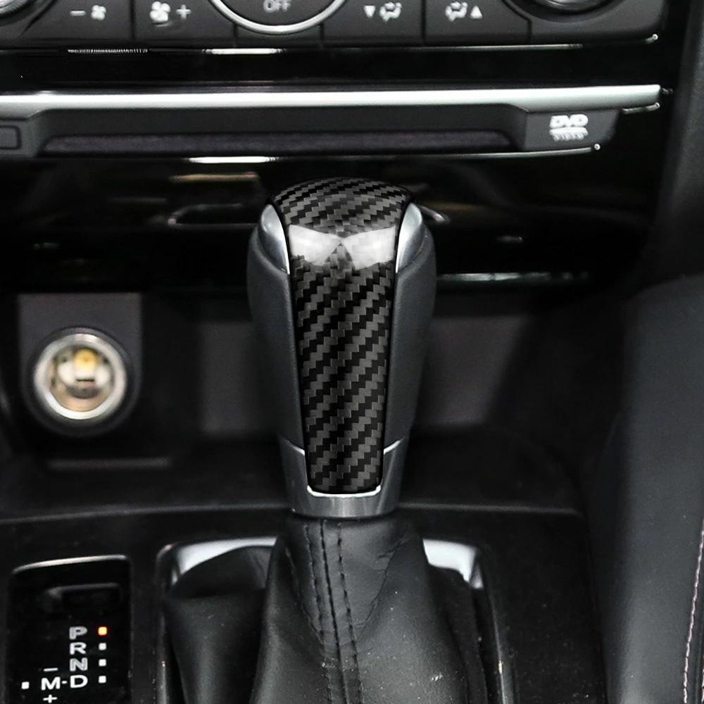 Real Carbon Fiber Sticker Gear Shift Knob Cover for Mazda CX3 CX4 CX5 CX8 ATENZA AXELA 2014 2015 2016 2017 2019 Accessories