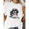 Women'S Casual Crew Neck T-Shirt with Shih Tzu Dog Print with Medium Stretch Knit Fabric Short Sleeve Tee for All Seasons
