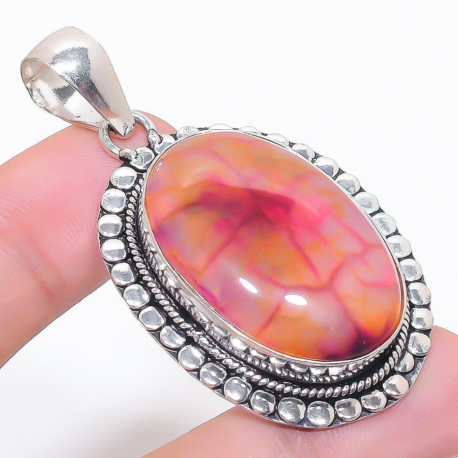 

Natural Pink Lace Agate Gemstone 925 Sterling Silver Jewelry Pendant 2.21 Y6Q20