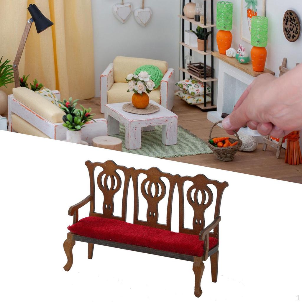 1/12 Domek dla lalek Drewniane krzesło DIY Akcesoria dla lalek Rekwizyty do sceny z życia Ornament Mebel Model zabawki