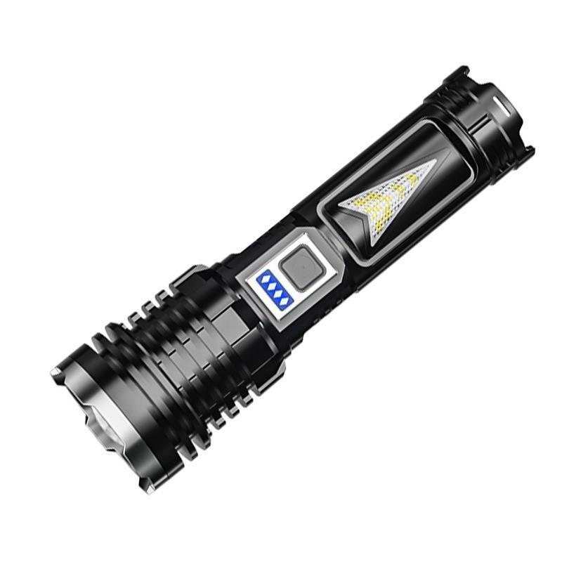 High-Power Rechargeable White Laser Flashlight with Digital Display for Outdoor Use