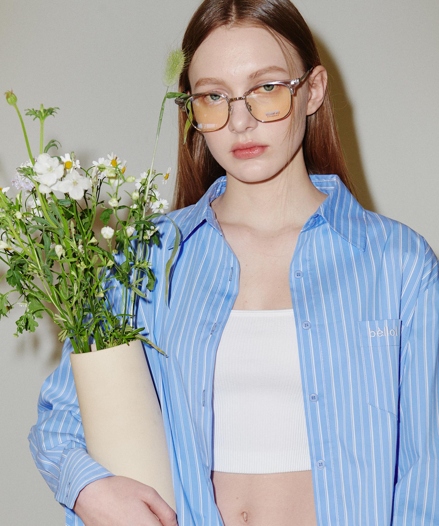 Belloel Striped Logo Shirt Sky Free