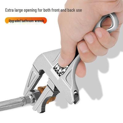 Multifunctional Short Handle Adjustable Bathroom Wrench for Drain Pipe and Air Conditioner Installation and Repair
