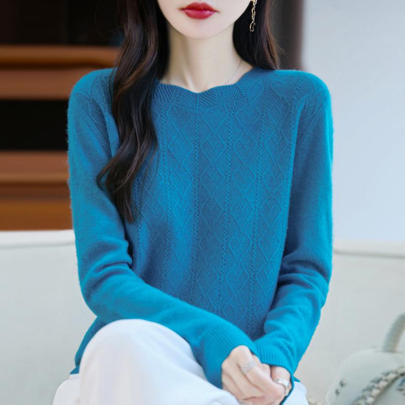 Dámský kašmírový svetr Kašmír Qinghe 30% kašmír 70% vlna podzimní a zimní pulovr hřejivý a módní