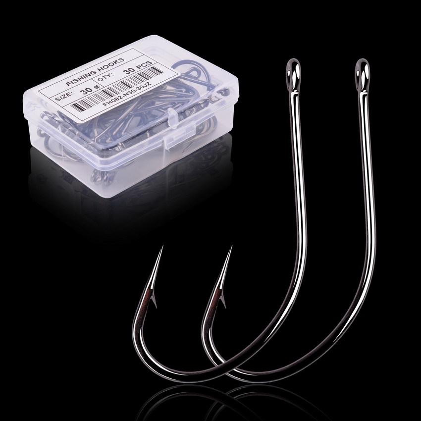 Saltwater Fishing Barbed Offset Circle Hooks with Eyelet Ring for Large Fish