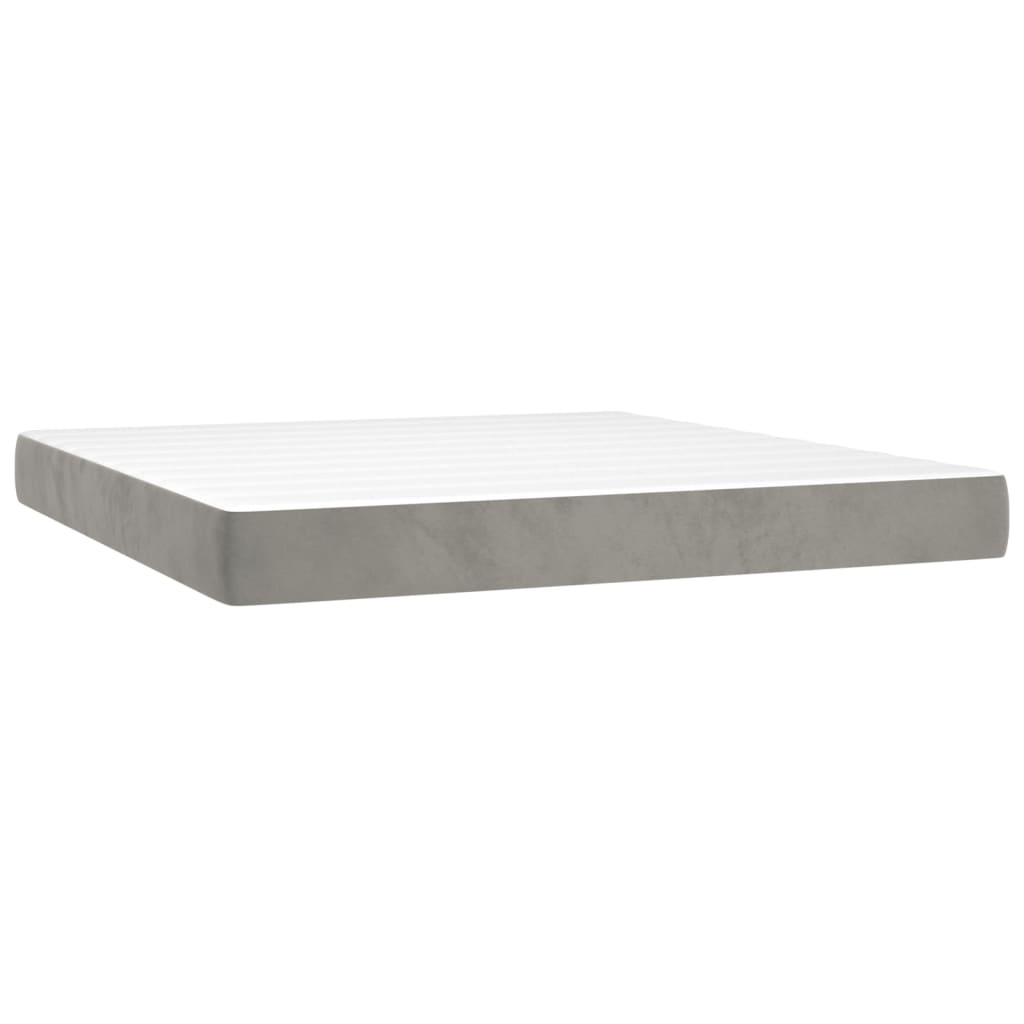 Vidaxl Letto Continentale Con Materasso, Grigio Chiaro, 160X200Cm, Velluto