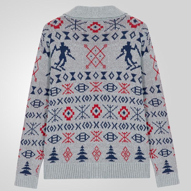 Nový všestranný podzimní a zimní kardigan pánský retro pletený svetr bunda s dlouhým rukávem těžký žakárový svetr