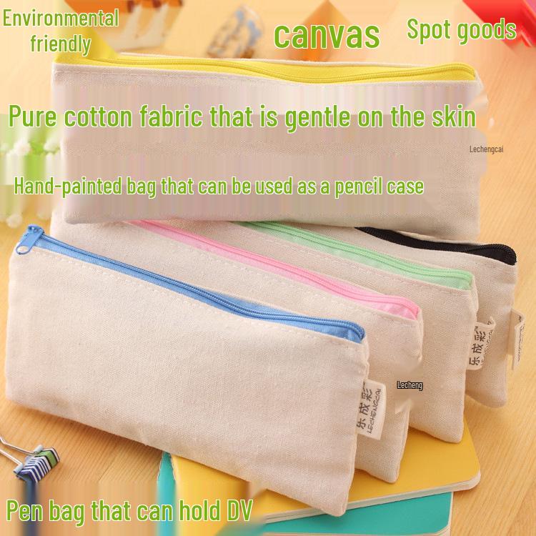Bojin Canvas DIY Blank Pencil Case for Student Art - Perfect for Hand-Painting for Boys and Girls