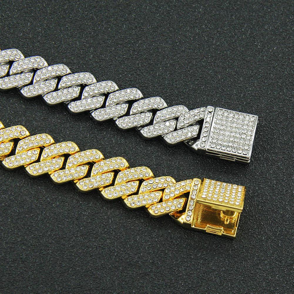 Men's Hip Hop Full Diamond Cuban Chain Bracelet - Trendy European & American Hand Jewelry