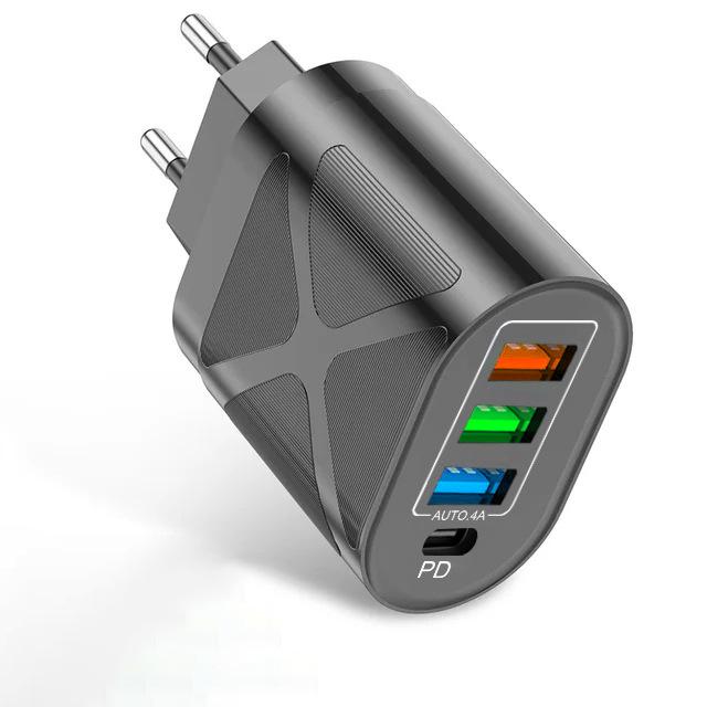 65W GaN Multi-Port Fast Charger with PD 33W & QC 3.0, European Standard (9V/12V)