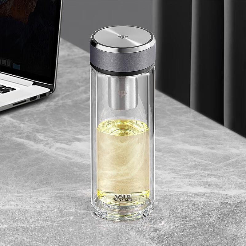 WANXIANG Portable Double-Layer Insulated Glass Cup