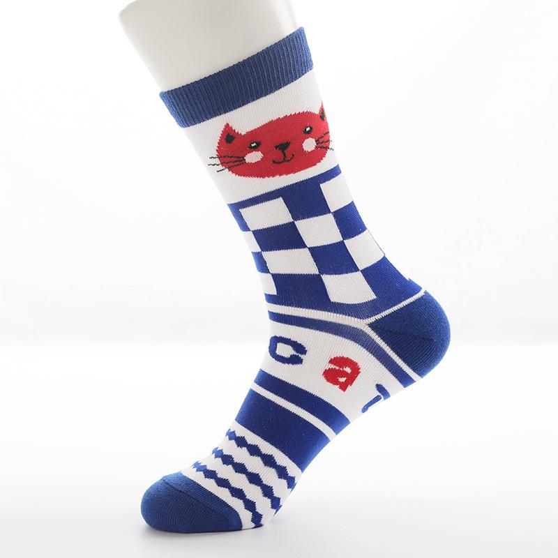 

Женские весенне-осенние хлопковые мультяшные гольфы в стиле преппи, милые и универсальные 1 pair синий