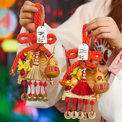 2025 Mid-Autumn Festival Broom Pendant with Wanzi Knot & Gourd Decor for Front Door
