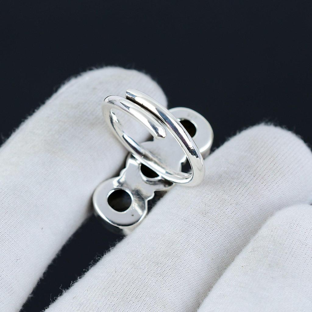 Natural Labradorite Adjustable 925 Sterling Silver Ring - Fits US Sizes 6 To 10 - Handmade Boho Jewelry for Women & Men, Valentine Gifts