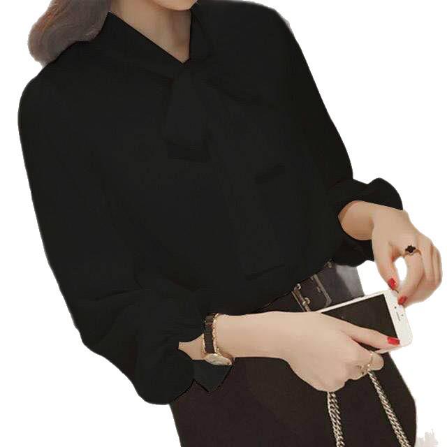 2026 Summer Plus Size Women's Chiffon Blouse: Korean Style with Bow Princess Sleeves