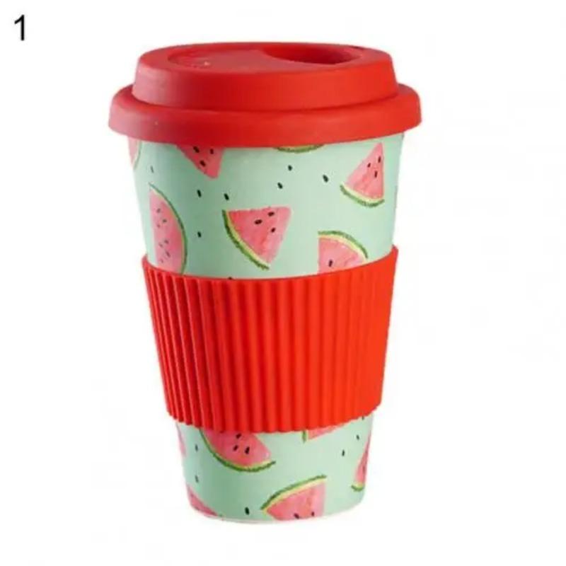 470ml Kaffeetasse Abziehbild Design Isolierung Tragbar Bambusfaser Abbaubar Wasserbecher für Reise Zuhause Büro Trinkgeschirr 401-500ml
