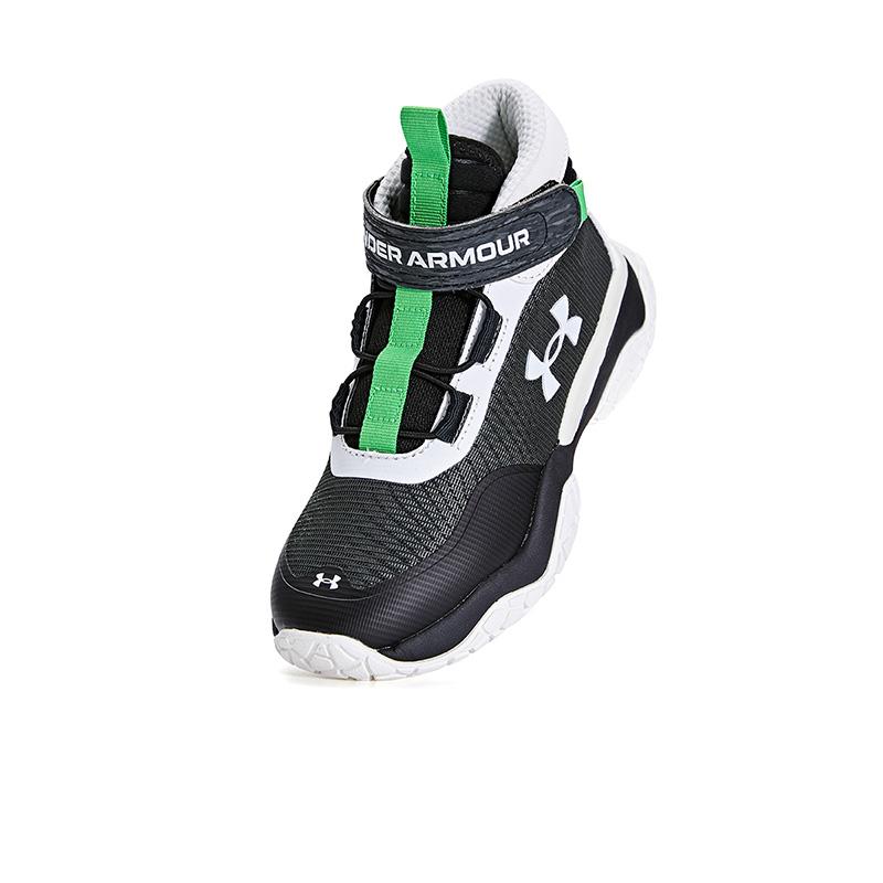Under Armour Comfortable Lightweight Mid-Top Running Shoes Kids Sneakers Black White Gray 2341503