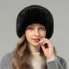 Mink Hair Hat Female Korean Version Winter New Rabbit Hair Blended Knitted Hat Temperament Headband Hat Showing Face Small Fur Hat