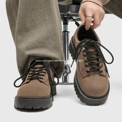 Hochwertige Retro-Leder-Arbeitsschuhe für Herren - Dicksohlig, Low-Top, Lässiges Design