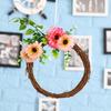 Rattan Christmas Decor Window Door Hanging Wedding Wreaths Rattan Garland Wreath Wicker Round/Heart  Shape Sepak Takraw