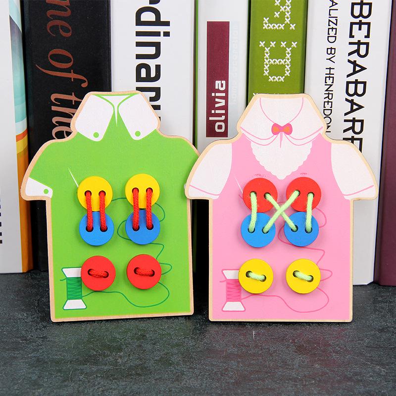 Montessori Wooden Buttoning Toy: Enhance Toddler Hand-Eye Coordination & Fine Motor Skills
