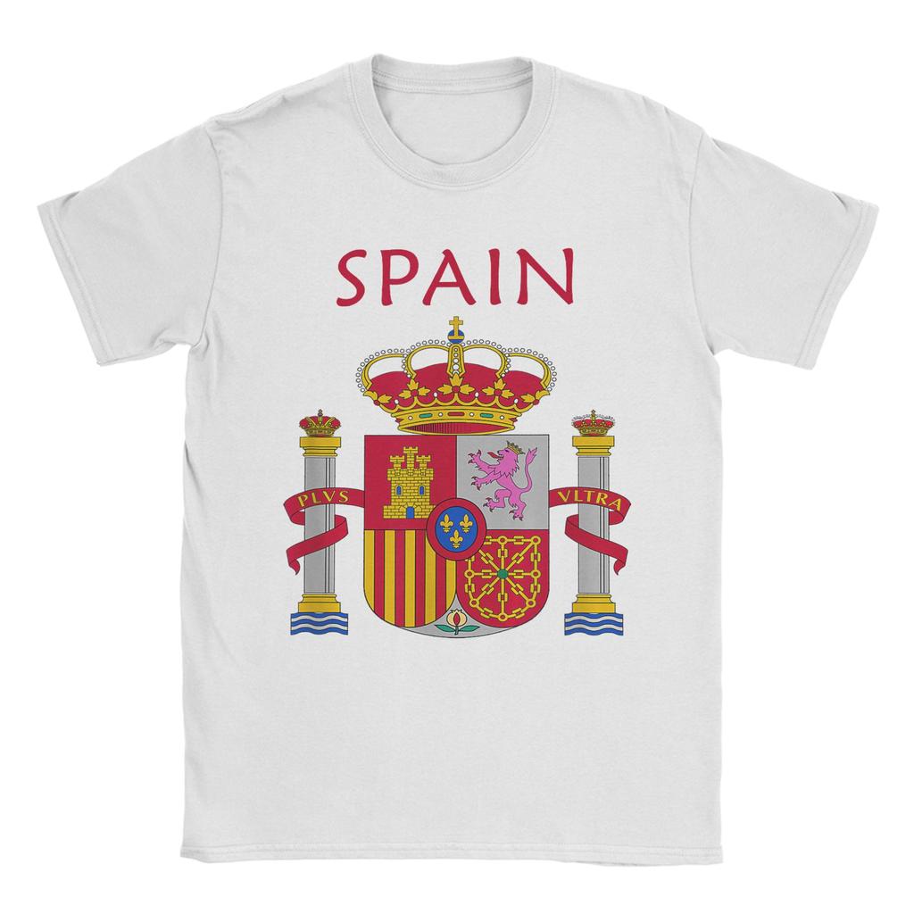 Unique SPAIN Flag TShirt for Men Crew Neck Pure Cotton T Shirt Short Sleeve Tees Plus Size Clothing