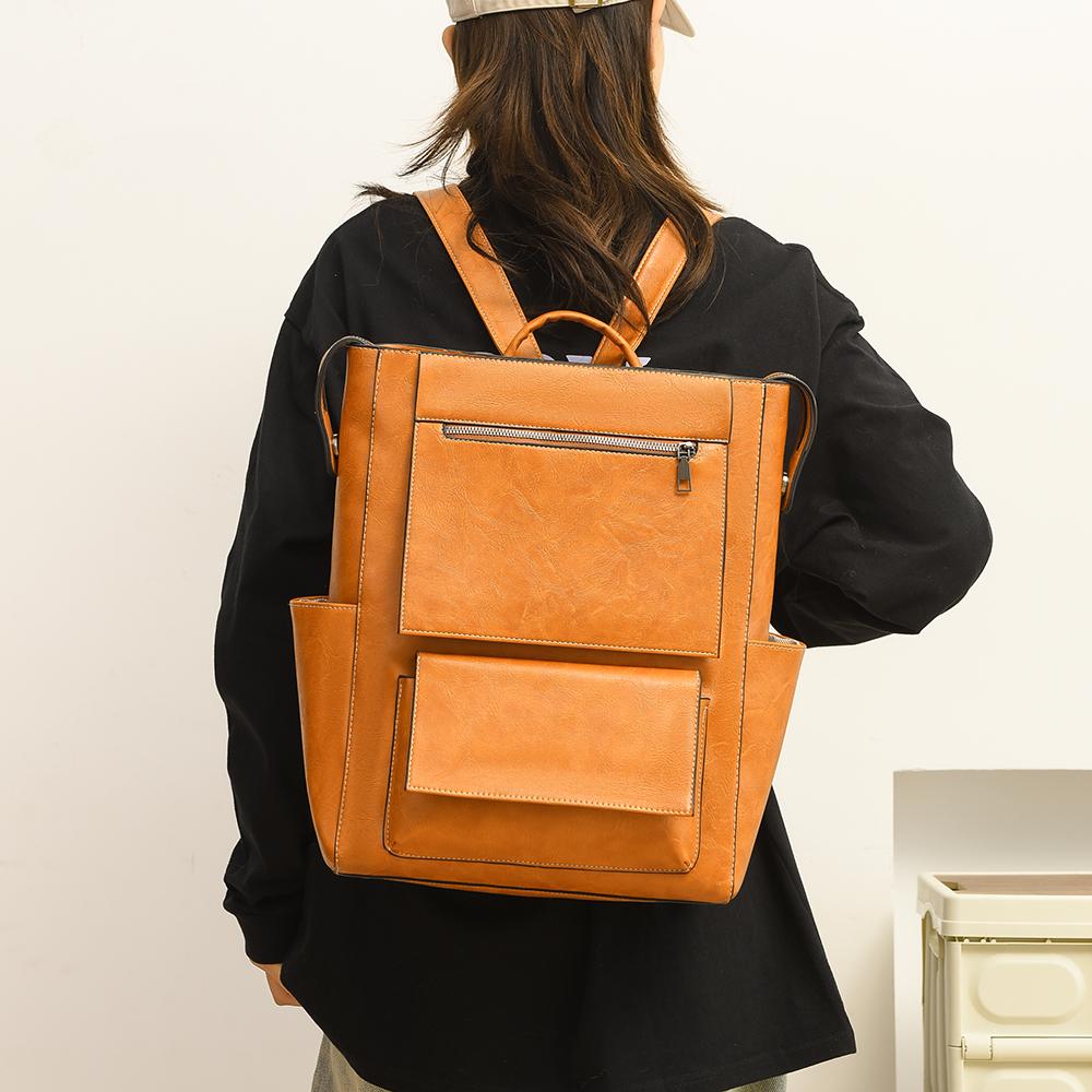 Damen Rucksack aus weichem Leder mit großem Fassungsvermögen, Business-Reisetasche
