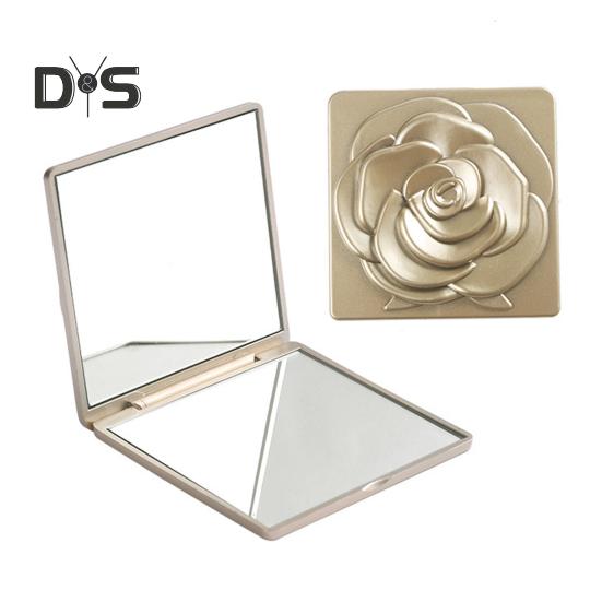 

Портативное складное зеркало для макияжа, винтажное розовое двухстороннее зеркало для туалетного столика, высокая четкость, для мужчин и женщин, карманное дорожное ручное квадратное косметическое зеркало золотистый