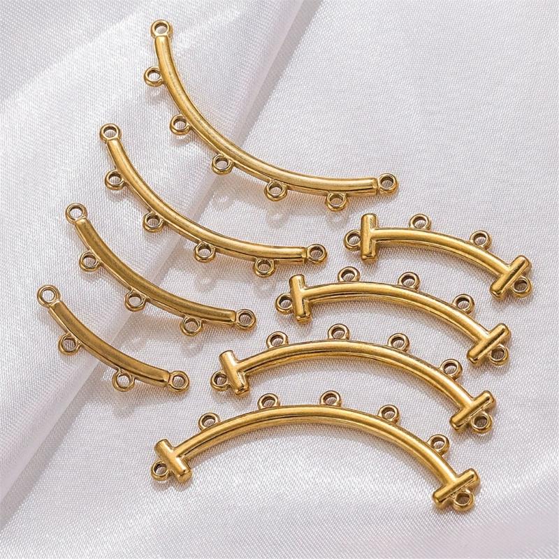10pcs Multi size Stainless Steel Curved Connectors Multihole Necklace and Bracelet Connector Jewelry Making Supplies