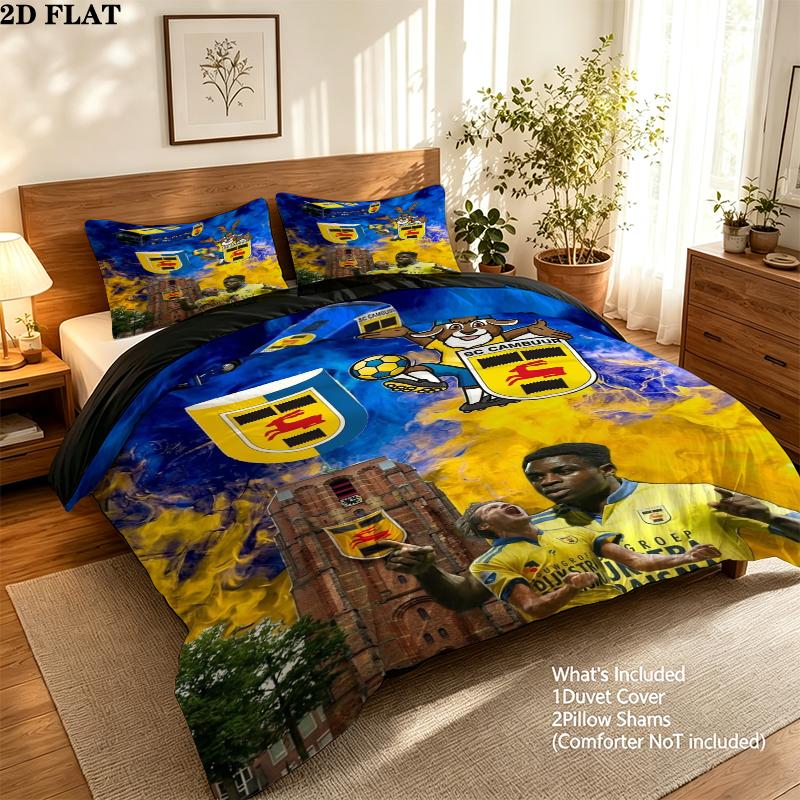 Sc Cambuur Pattern Bedding uilt Set uilt Cover Pillowcase Home Decoration Birthday Gift (1 * duvet cover + 2 * pillowcase without core)